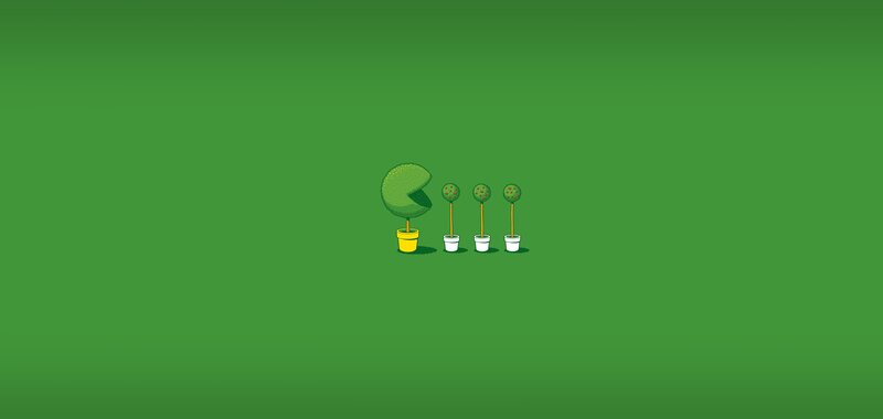 Pac-Man eating topiary
