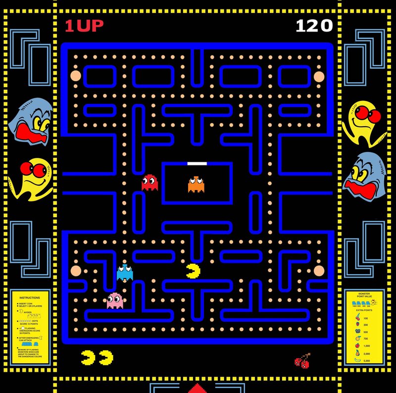 Pac-Man Game Screen — Black, Playful