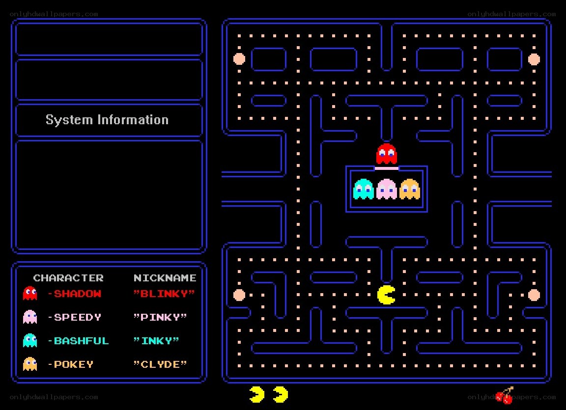 Pac-Man game screen with character info
