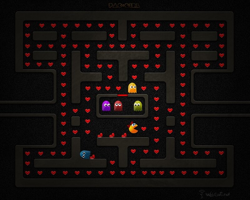 Pac-Man game with hearts