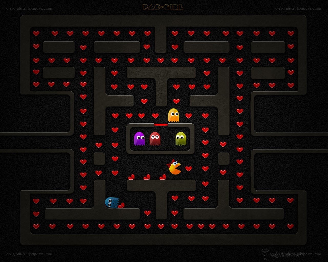 Pac-Man game with hearts