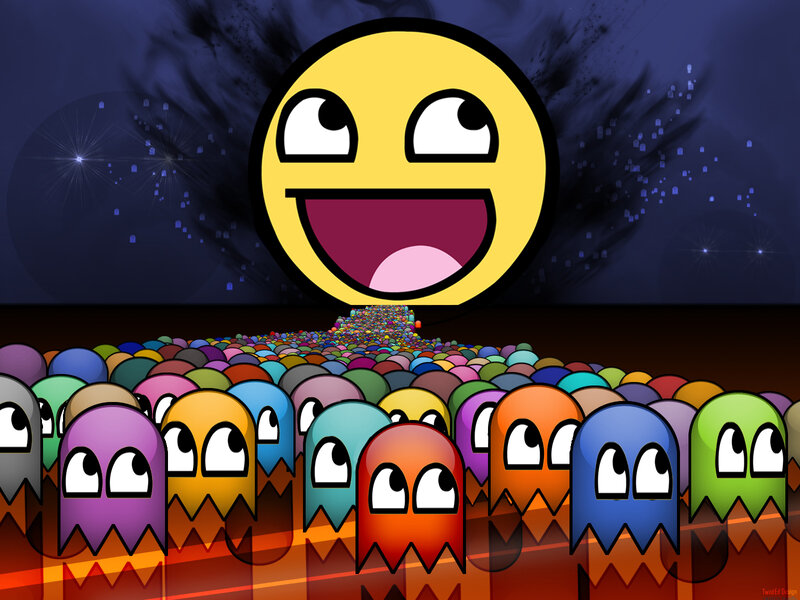 Pac-Man ghosts and smiley face