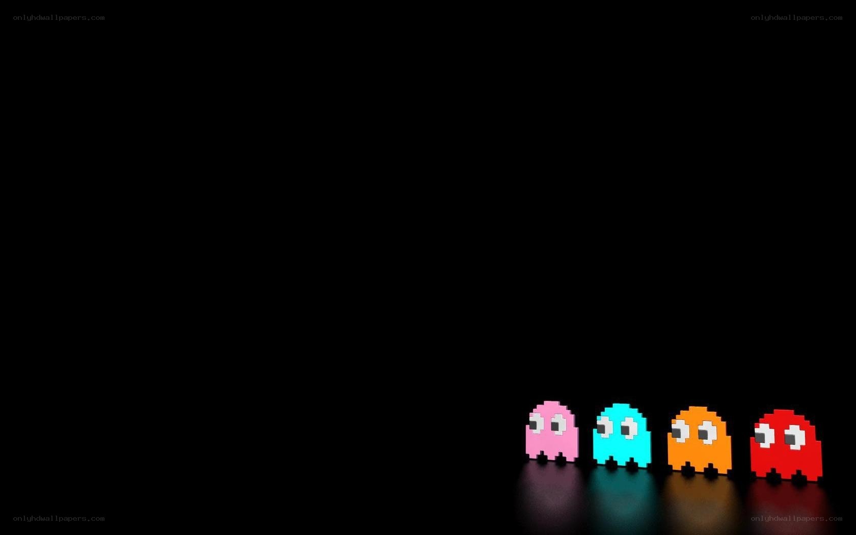 Pac-Man ghosts in a row