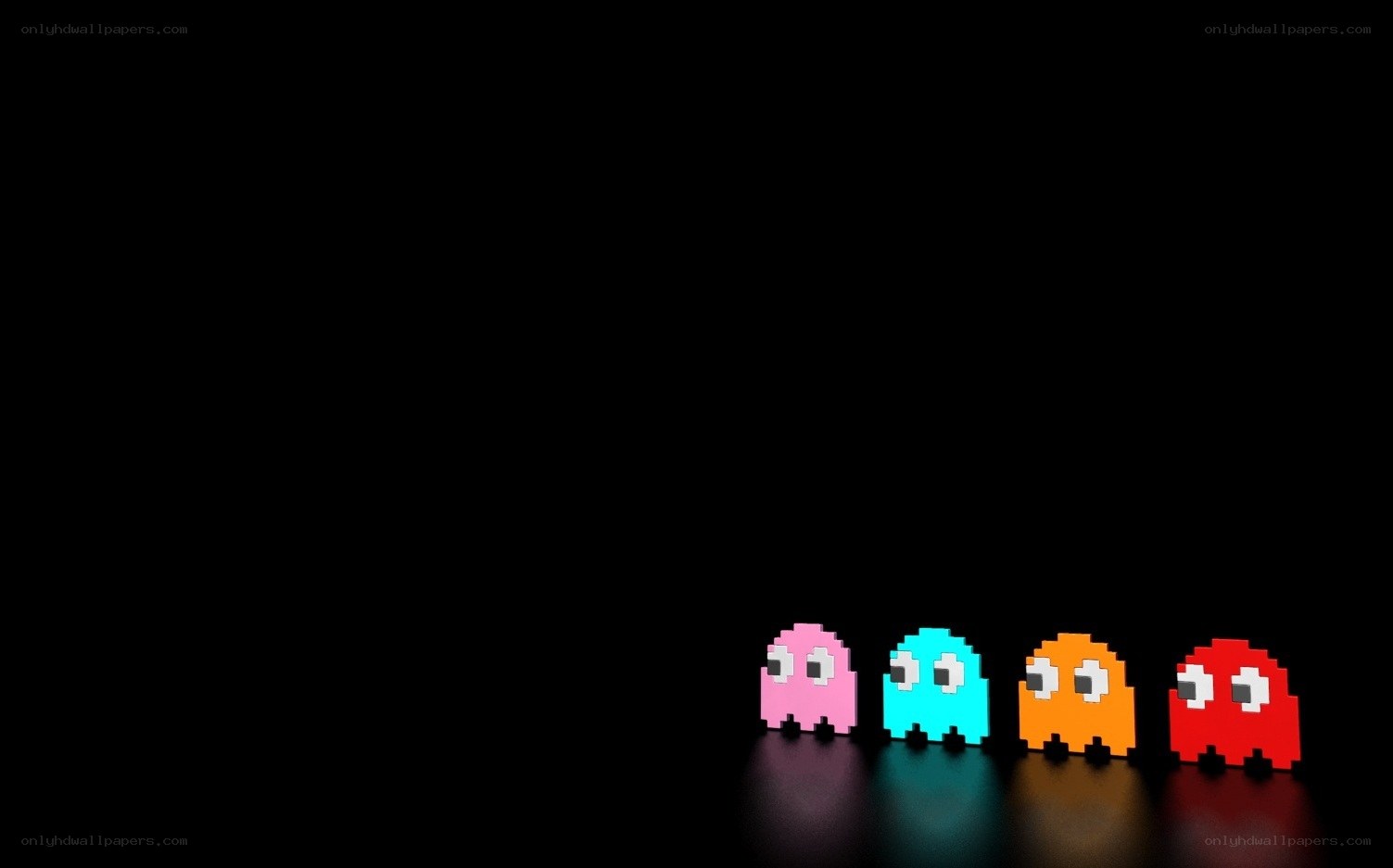 Pac-Man ghosts in a row
