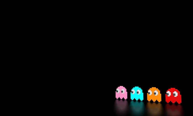 Pac-Man ghosts in a row