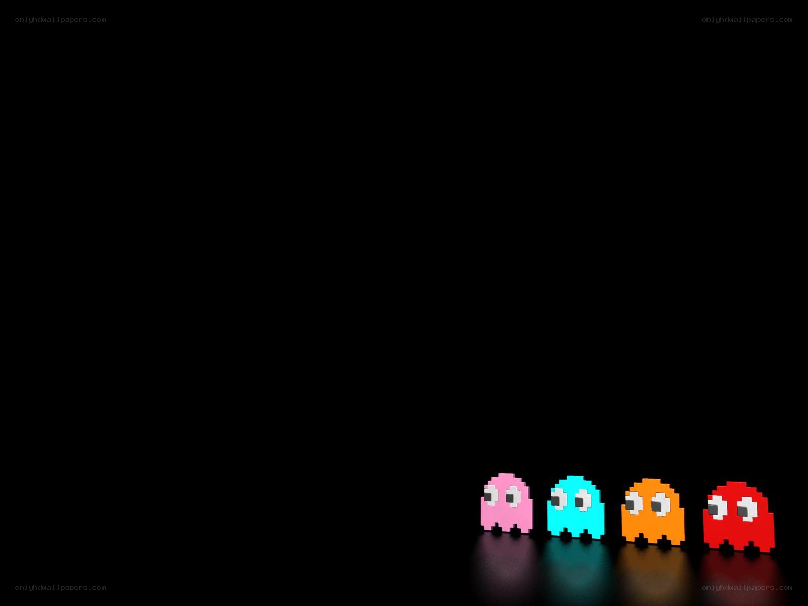 Pac-Man ghosts in a row