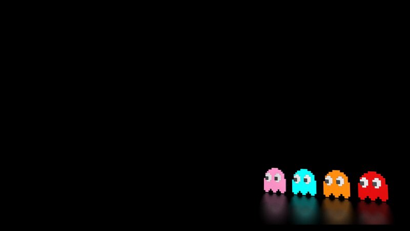 Pac-Man ghosts in a row
