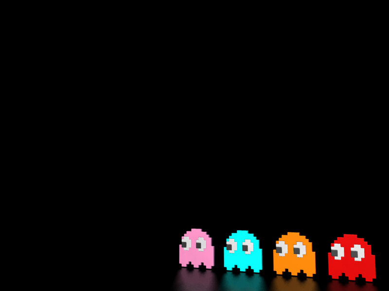 Pac-Man ghosts in a row