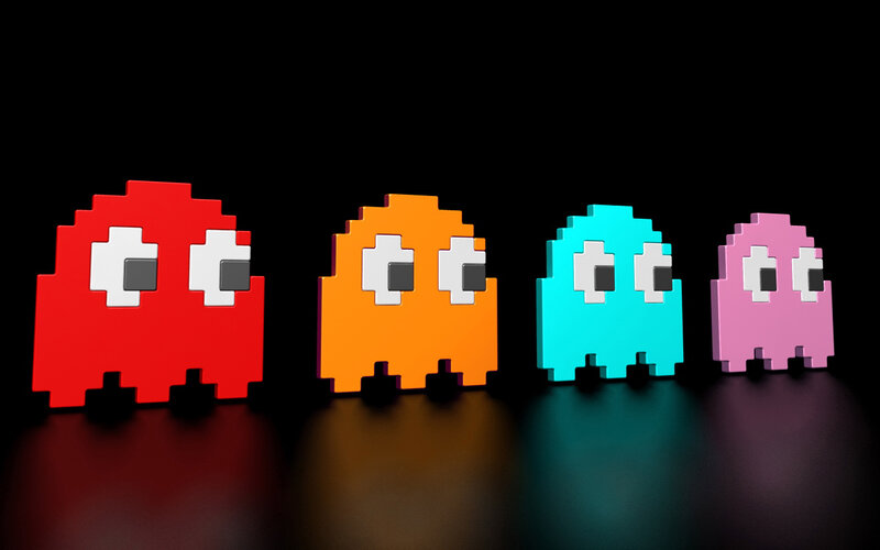 Pac-Man Ghosts in a Row — Red