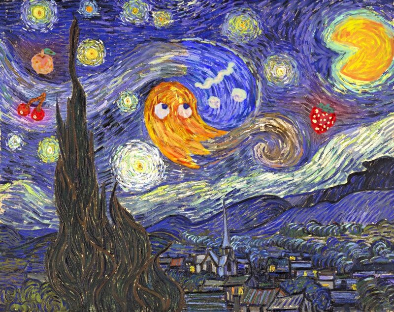 Pac-Man in Starry Night
