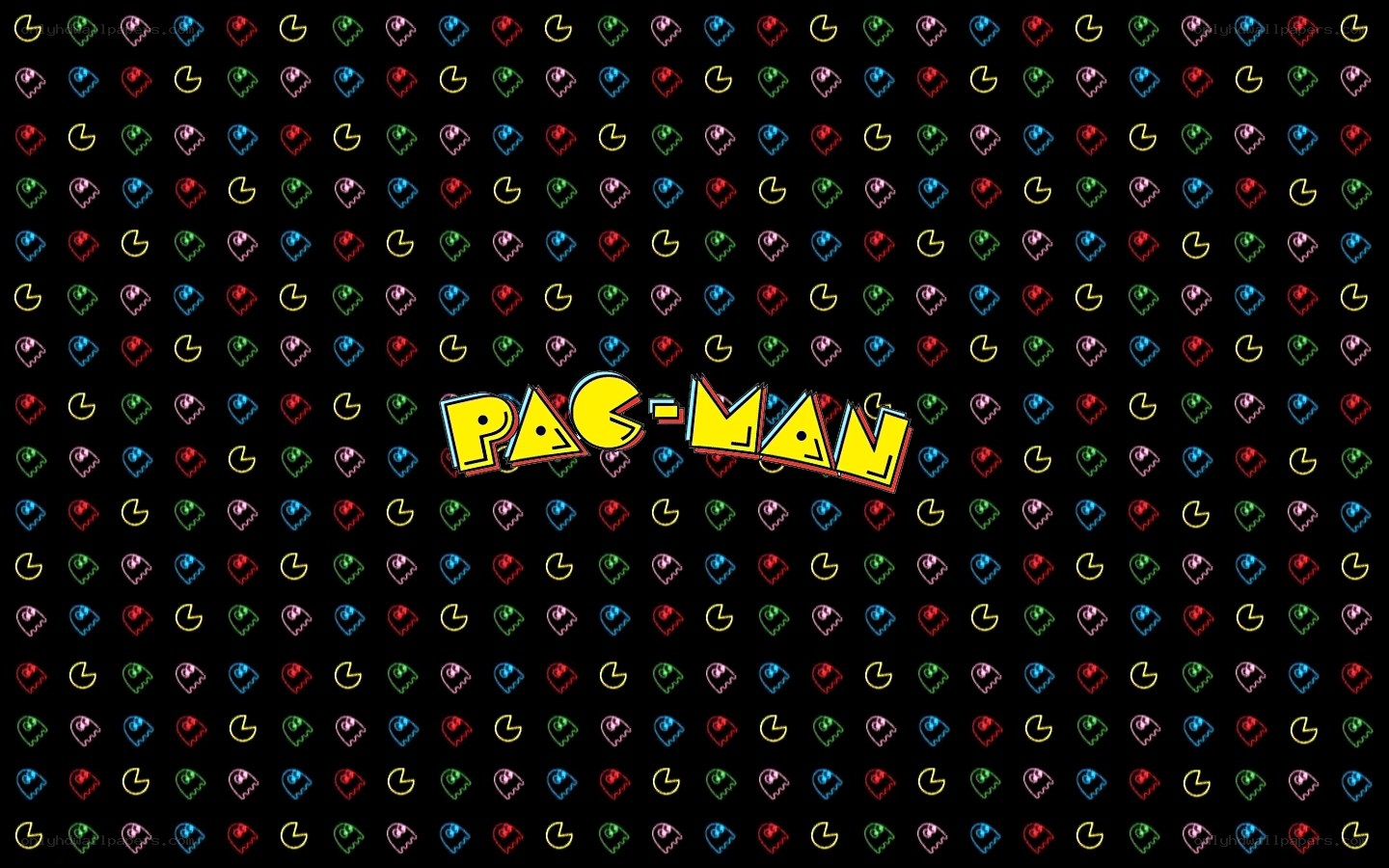 Pac-Man logo with ghosts