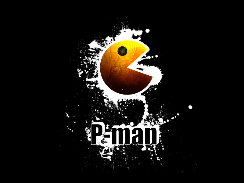 Pac-Man logo with paint splatter