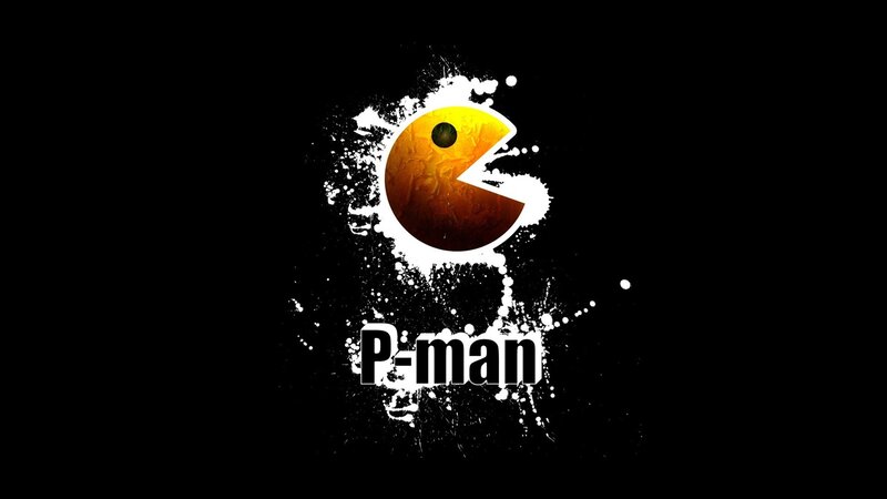 Pac-Man logo with splatter effect