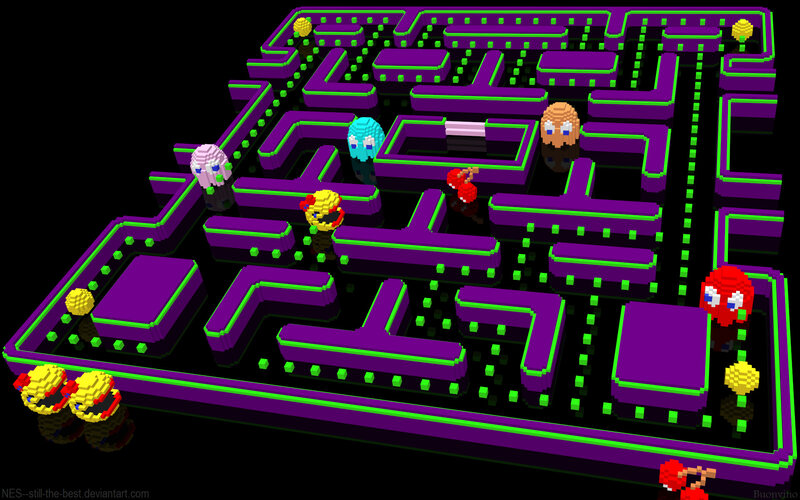 Pac-Man maze in 3D