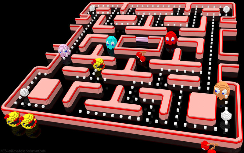 Pac-Man maze in 3D