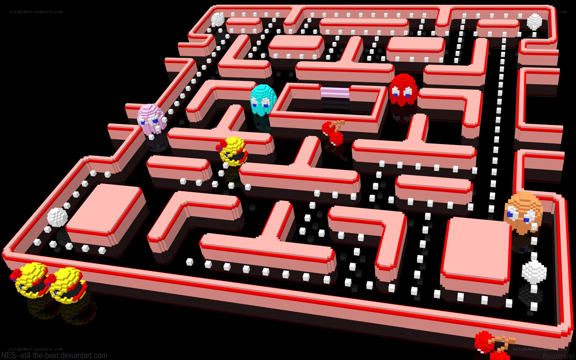 Pac-Man maze in 3D