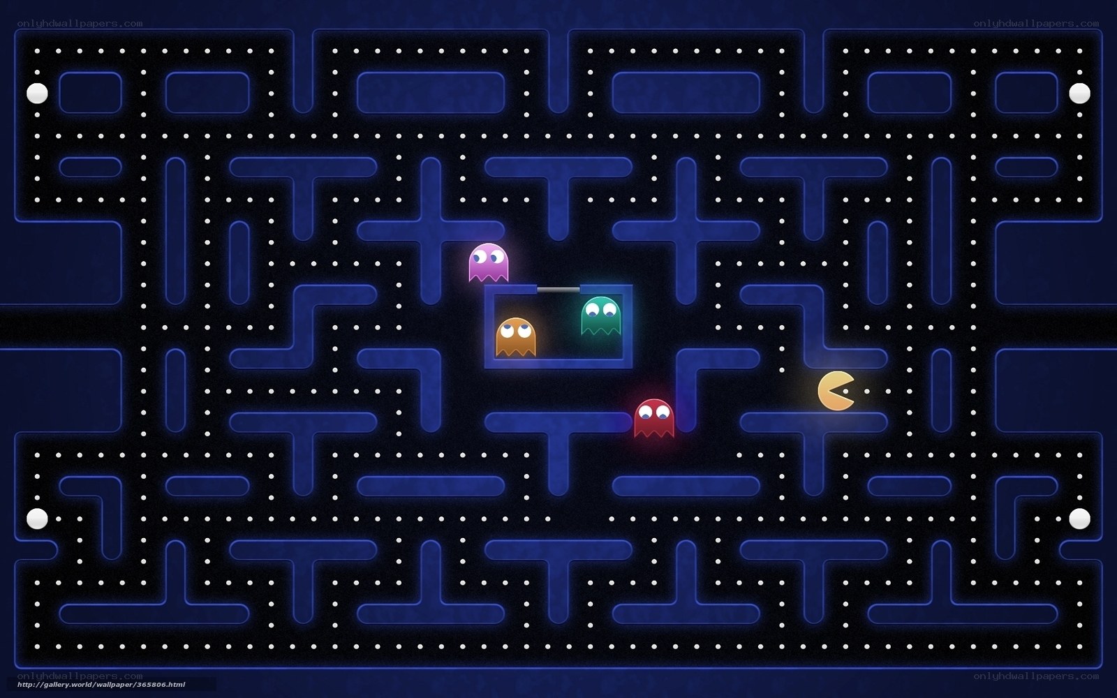 Pac-Man maze with ghosts