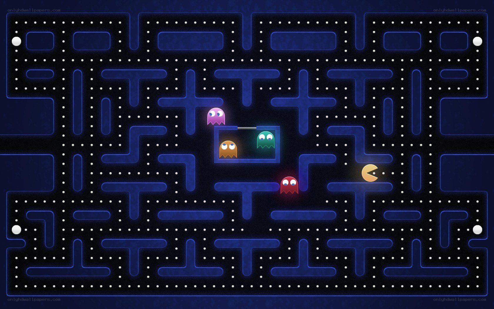 Pac-Man maze with ghosts