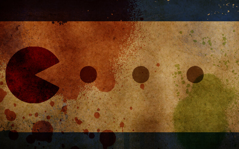 Pac-Man on grungy background