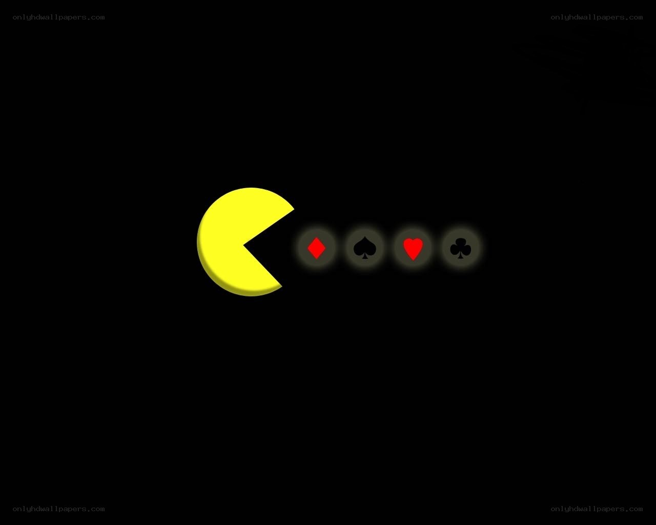Pac-Man with card symbols