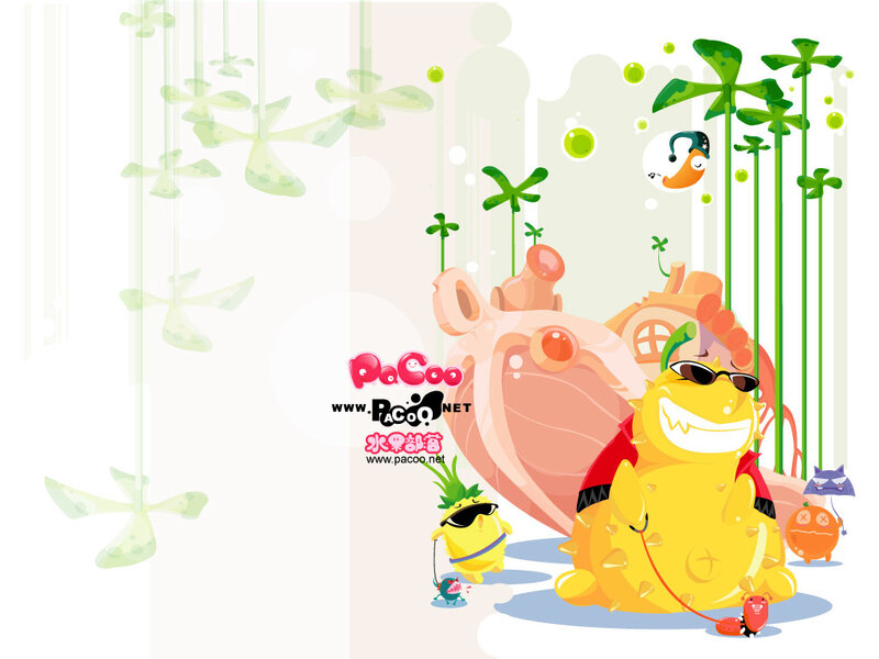 Pacoo cartoon characters in garden