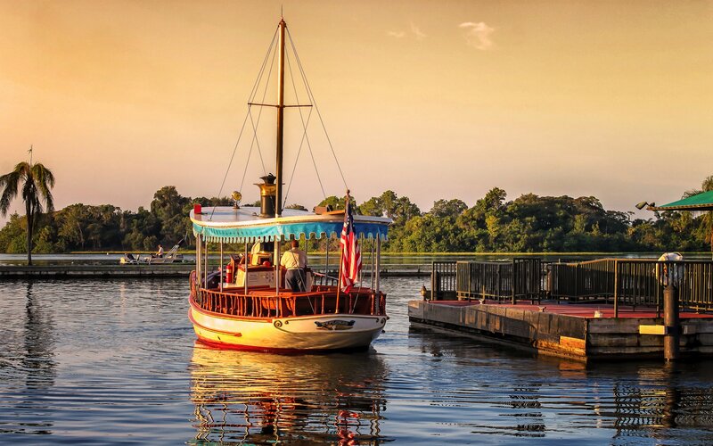 Paddle boat at sunset