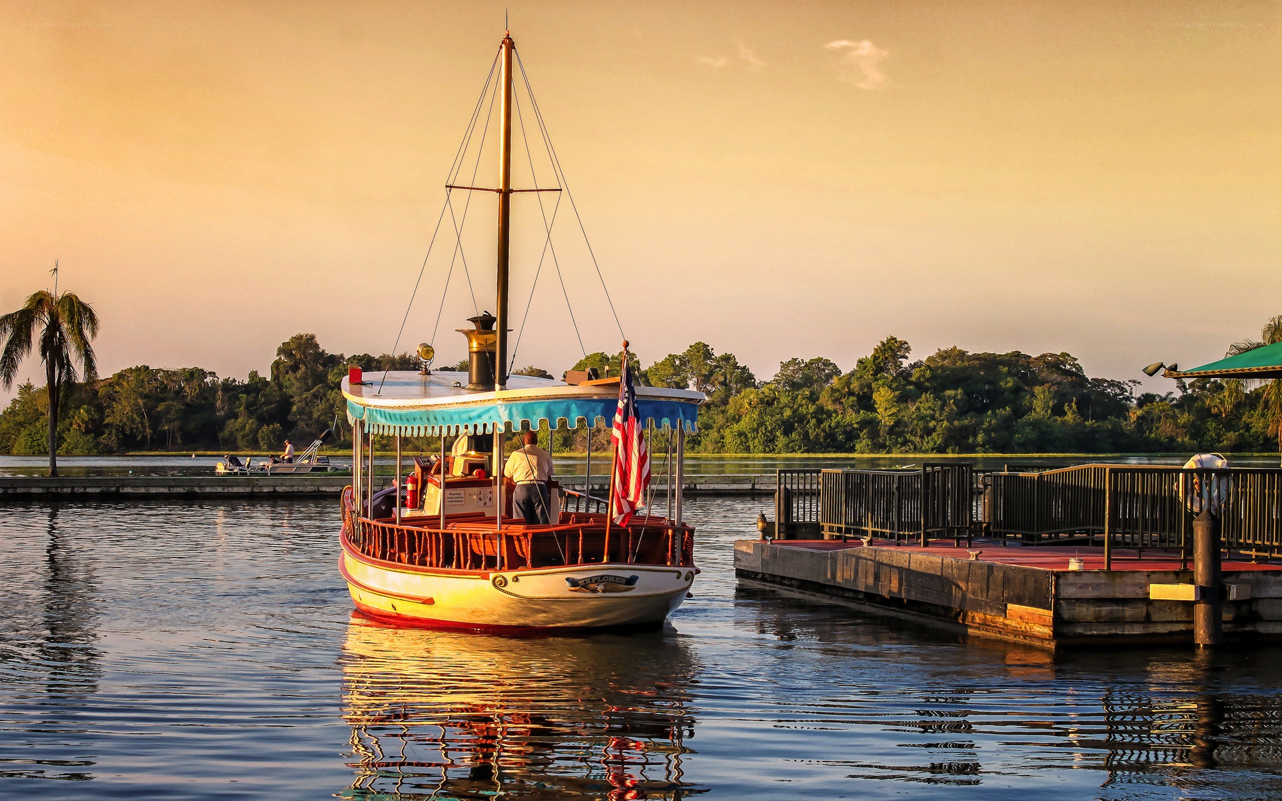 Paddle boat at sunset