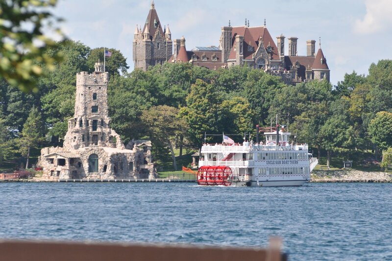 Paddlewheel Boat on Lake — Blue