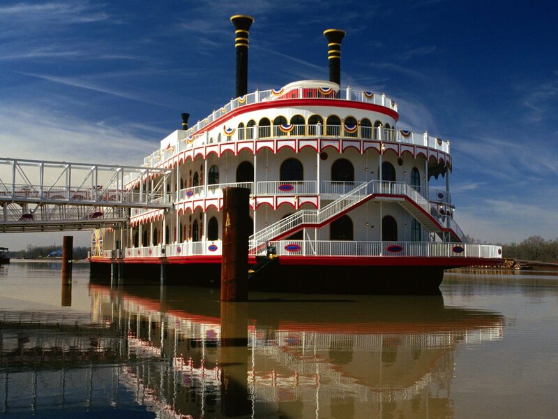 Paddlewheel Riverboat — White, Serene