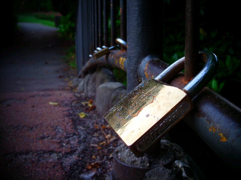 Padlock on Metal Fence