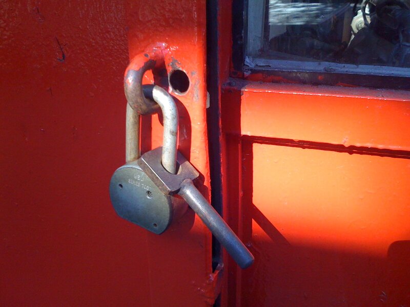 Padlock on Red Door