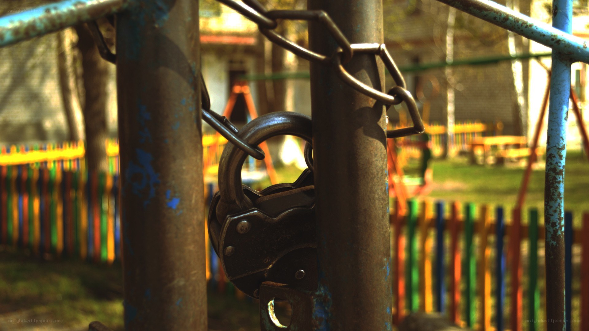 Padlocked playground gate