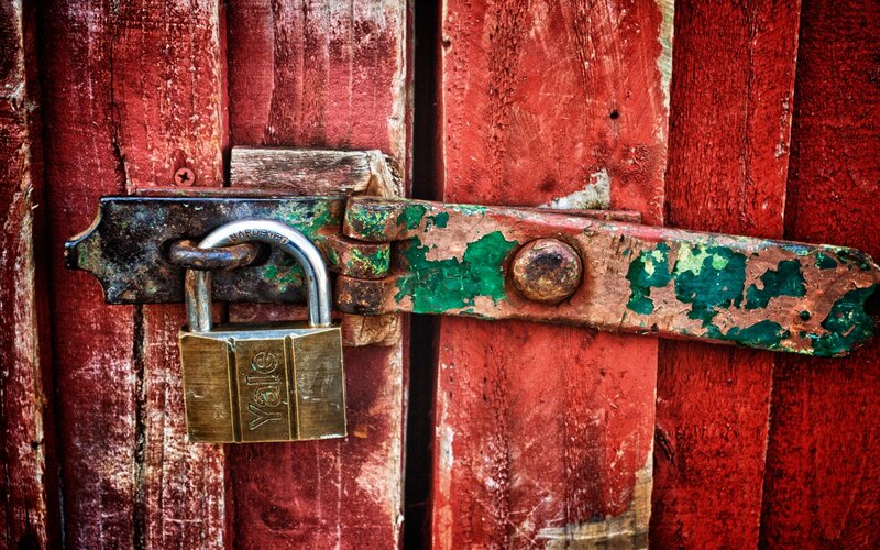 Padlocked Wooden Door