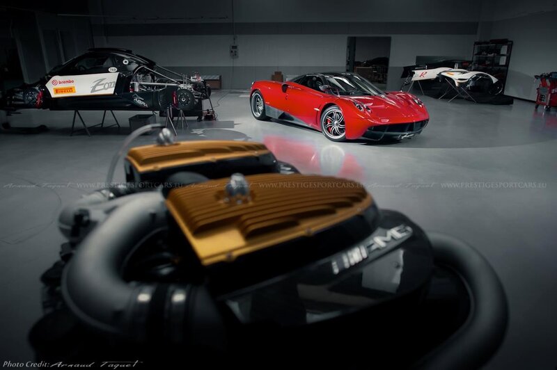 Pagani cars in a garage