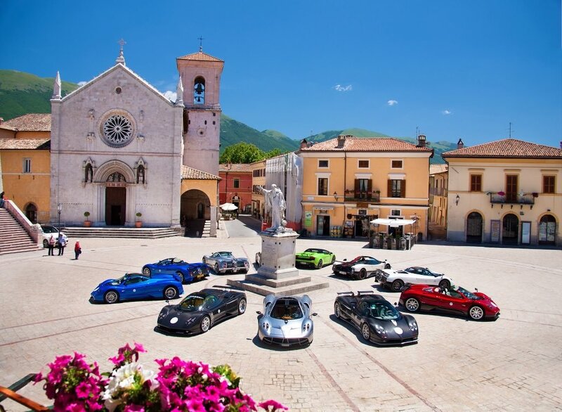 Pagani cars in Italian square