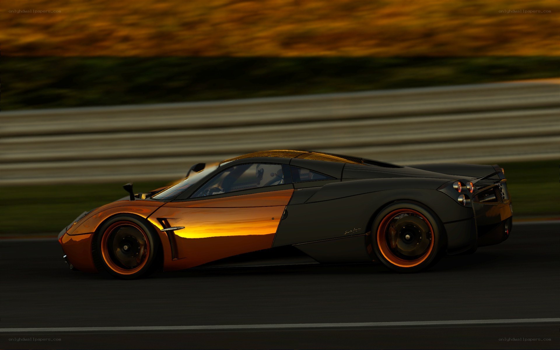 Pagani Huayra on racetrack