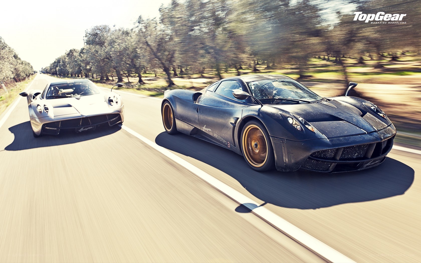 Pagani Huayra prototypes on road
