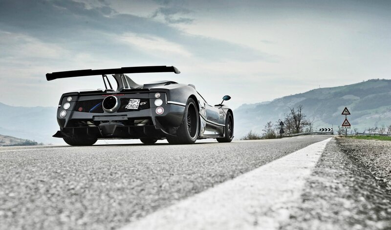 Pagani Huayra R on a mountain road