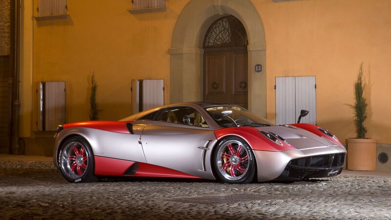 Pagani Huayra Sports Car — Silver, Dramatic, Night