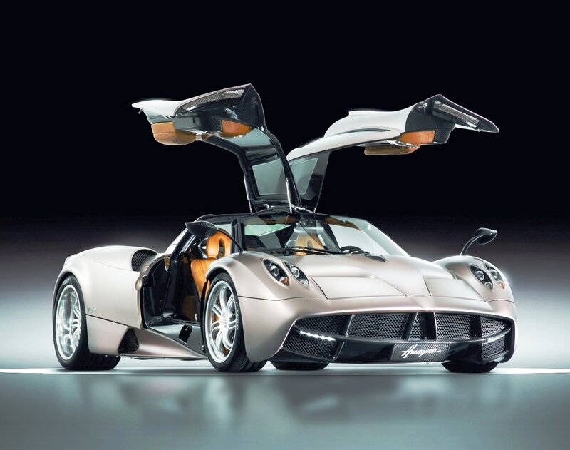 Pagani Huayra Sports Car — Silver, Dramatic, Photograph, Doors, Interior, Wheels