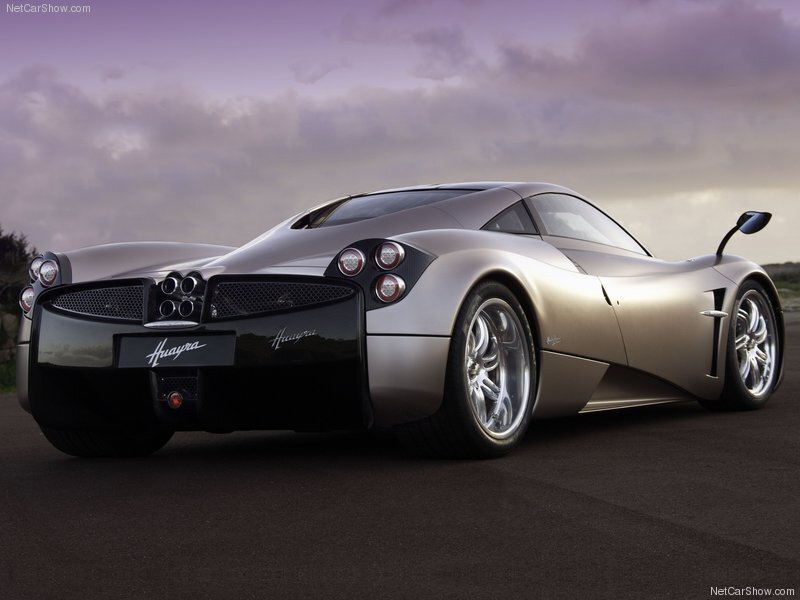 Pagani Huayra Sports Car — Silver, Dramatic, Sunset