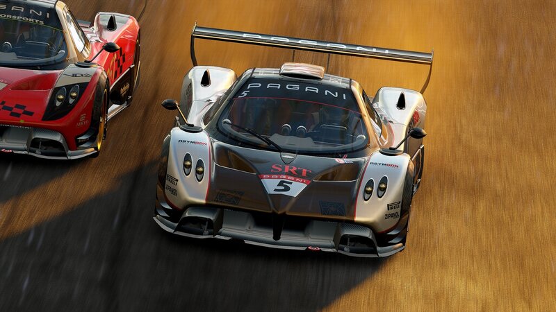 Pagani race cars on track