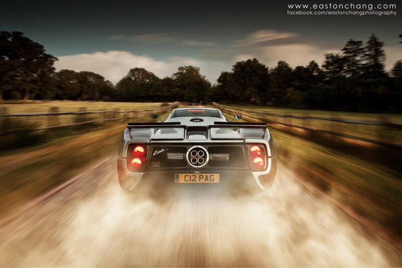 Pagani Zonda speeding on country road