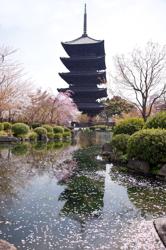 Pagoda in Garden — Green, Serene, Spring
