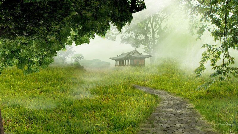 Pagoda in Misty Field