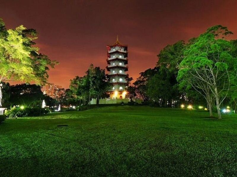 Pagoda in Park at Night