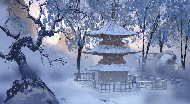 Pagoda in Snow