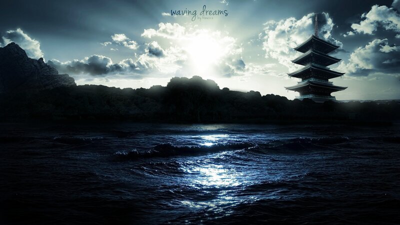 Pagoda on a Hill — Blue
