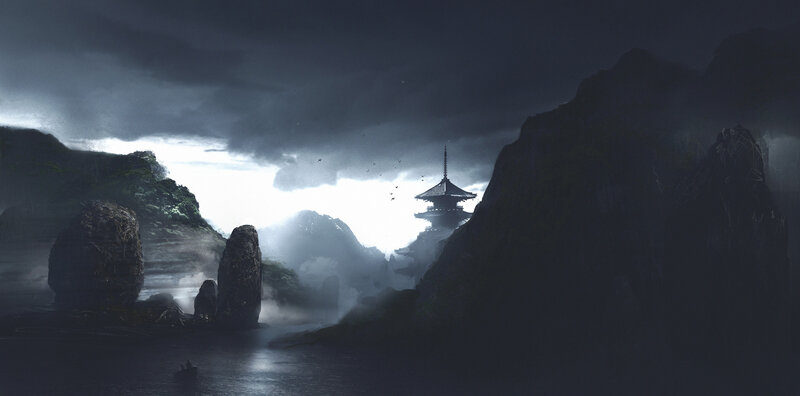 Pagoda on a Misty Island
