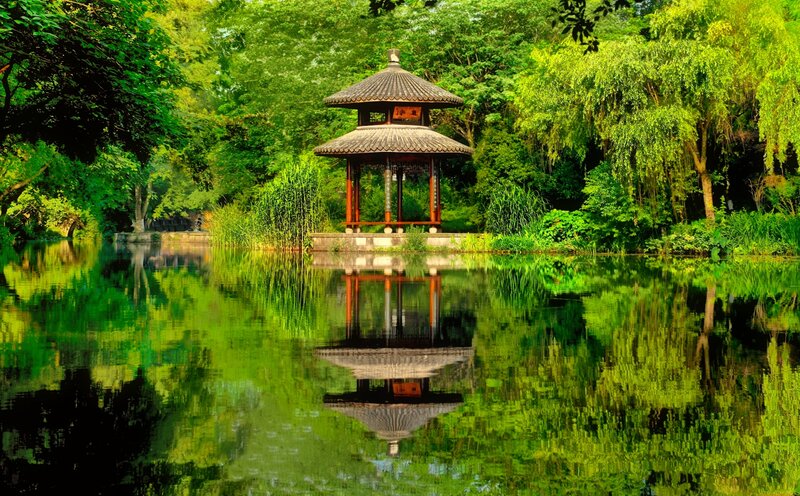 Pagoda on a Pond — Green